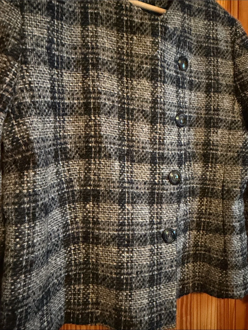 Pendleton Vintage Black & Gray Plaid Boxy Wool Jacket